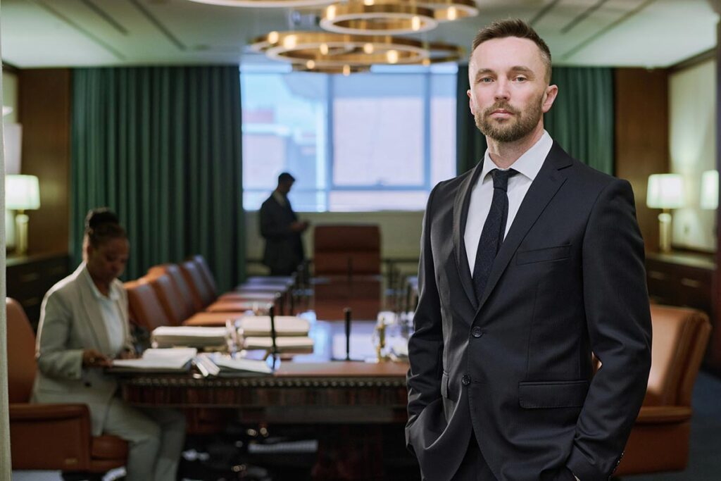 Lawyer in a board room